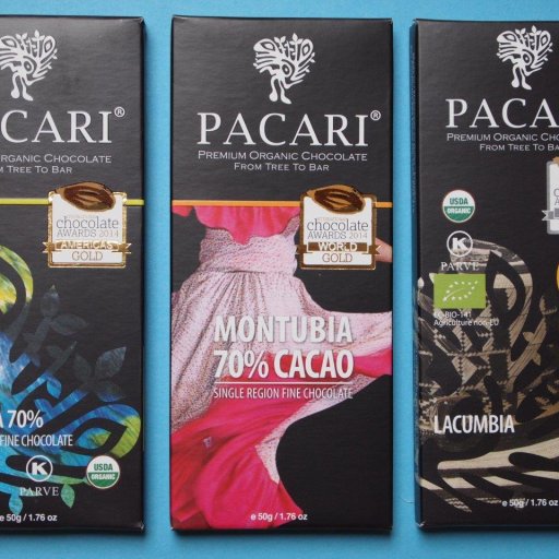 Pacari Tangara 70%, Montubia 70% and Lacumbia 70%