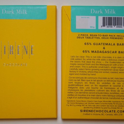 Sirene Dark Milk Guatemala and Madagascar 65%