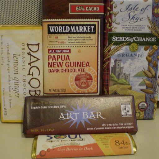 Various natural food store choc bars