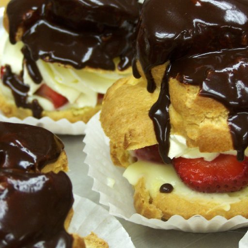 Cream puff finished with Choc. Ganache