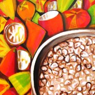 cocoa shells and wet beans in bucket