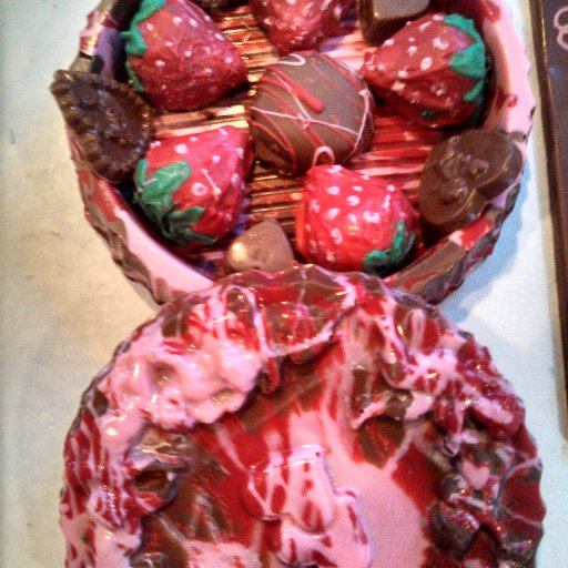 Valentine Chocolate box with Strawberry cheesecake filled painted berries